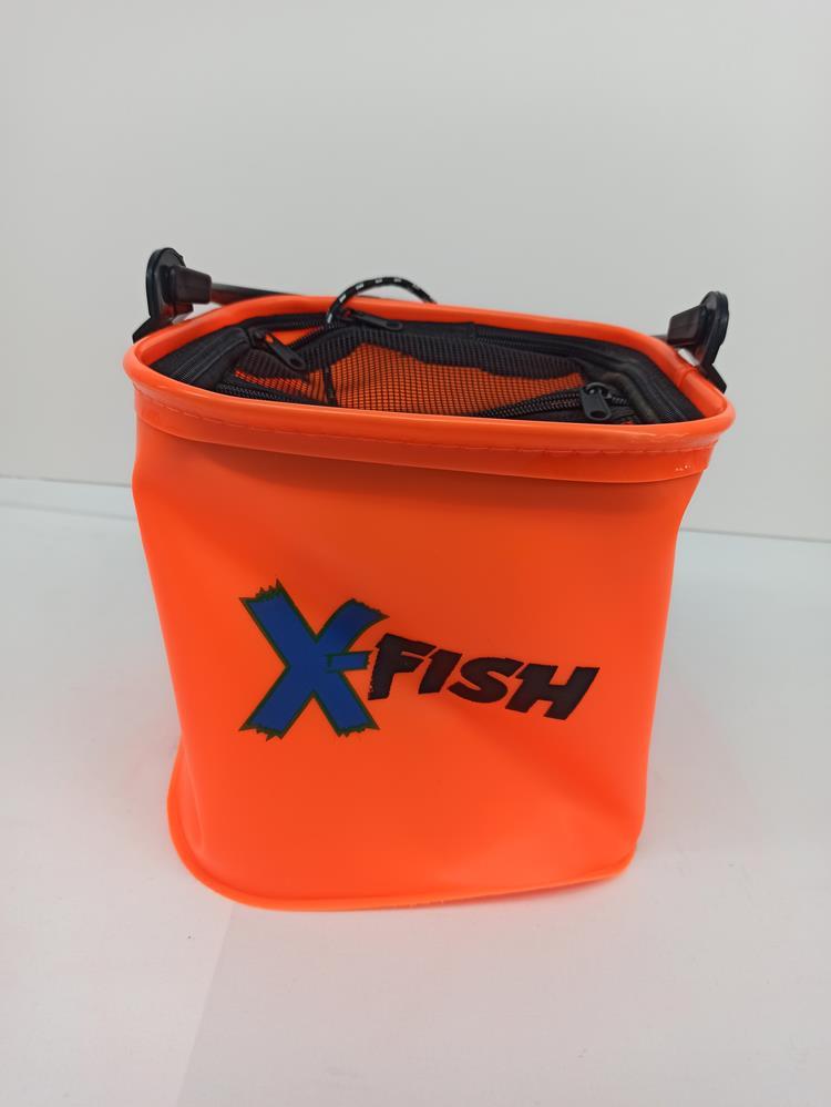 Balde Plegable Xfish Grande Para Aireador Pesca 22x22cm